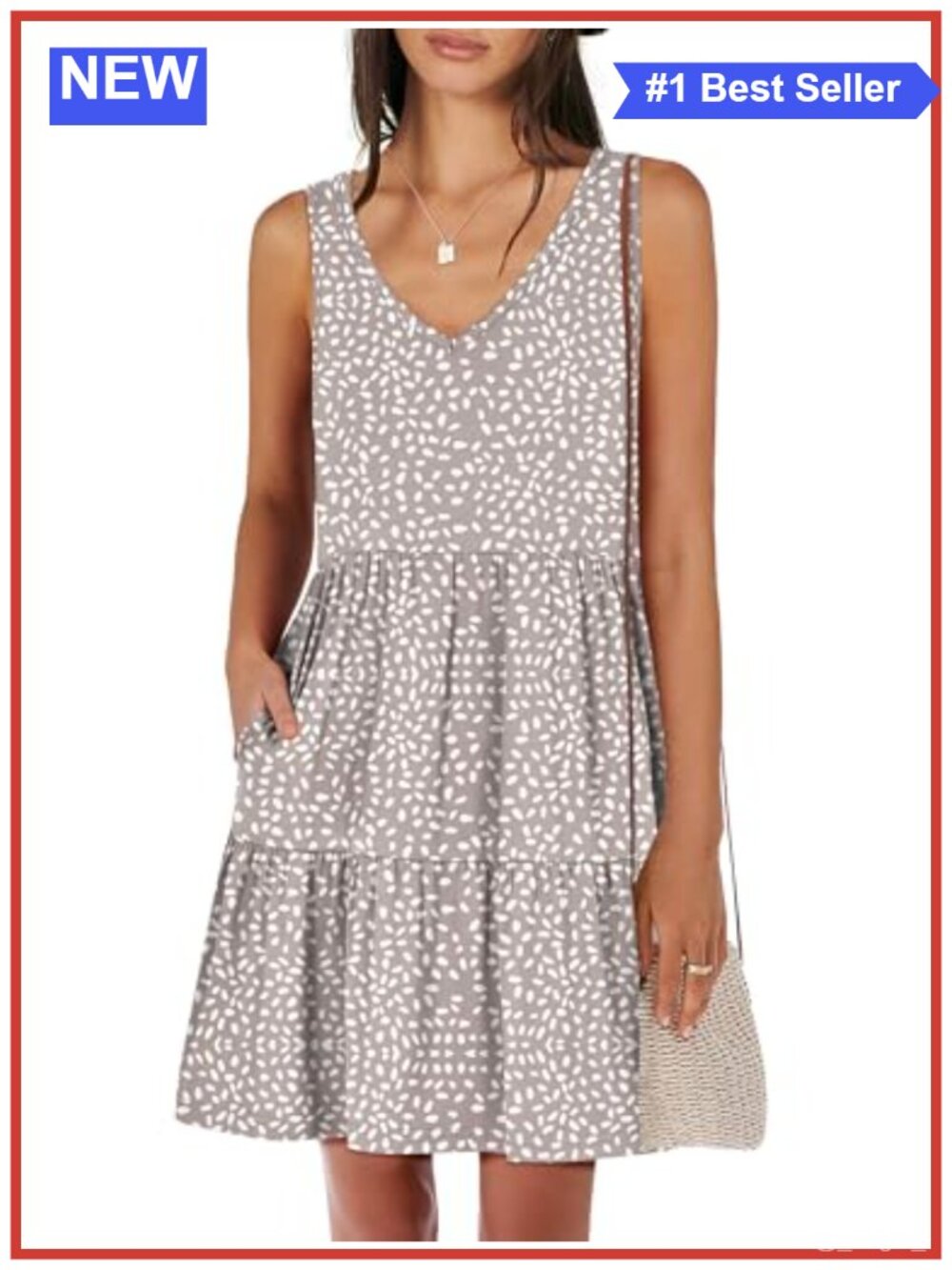 Women Sleeveless V-Neck Tiered Mini Dress Casual Sundress